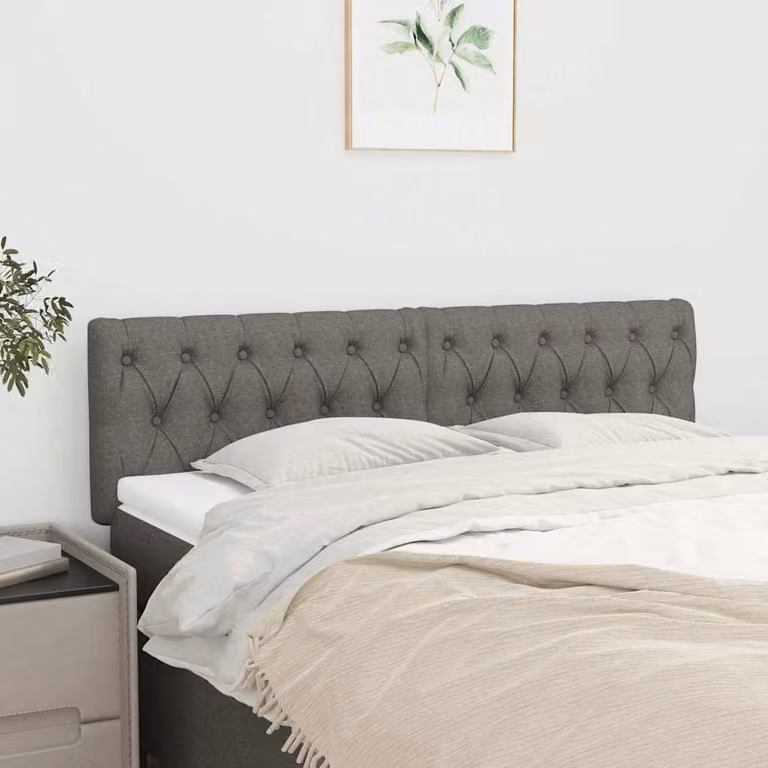 Testiera per letto vidaXL in tessuto grigio scuro con struttura in legno L: 144 cm, P: 7 cm, H: 78-88 cm