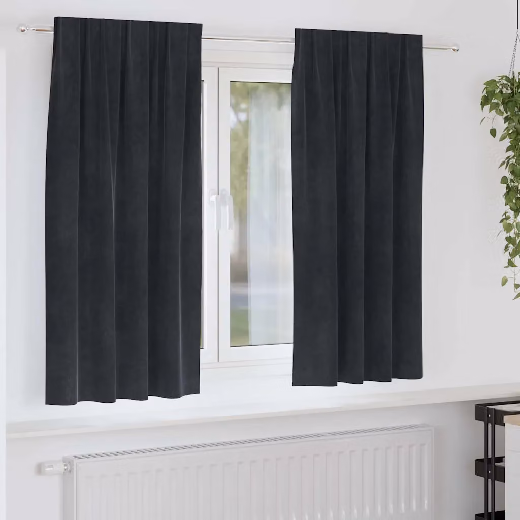 Set di 2 tende oscuranti vidaXL in velluto nero, L: 140 cm x H: 175 cm