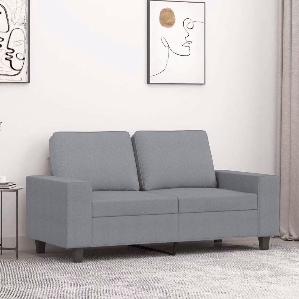 Divano a due posti, colore grigio chiaro, 120 cm, rivestito in tessuto