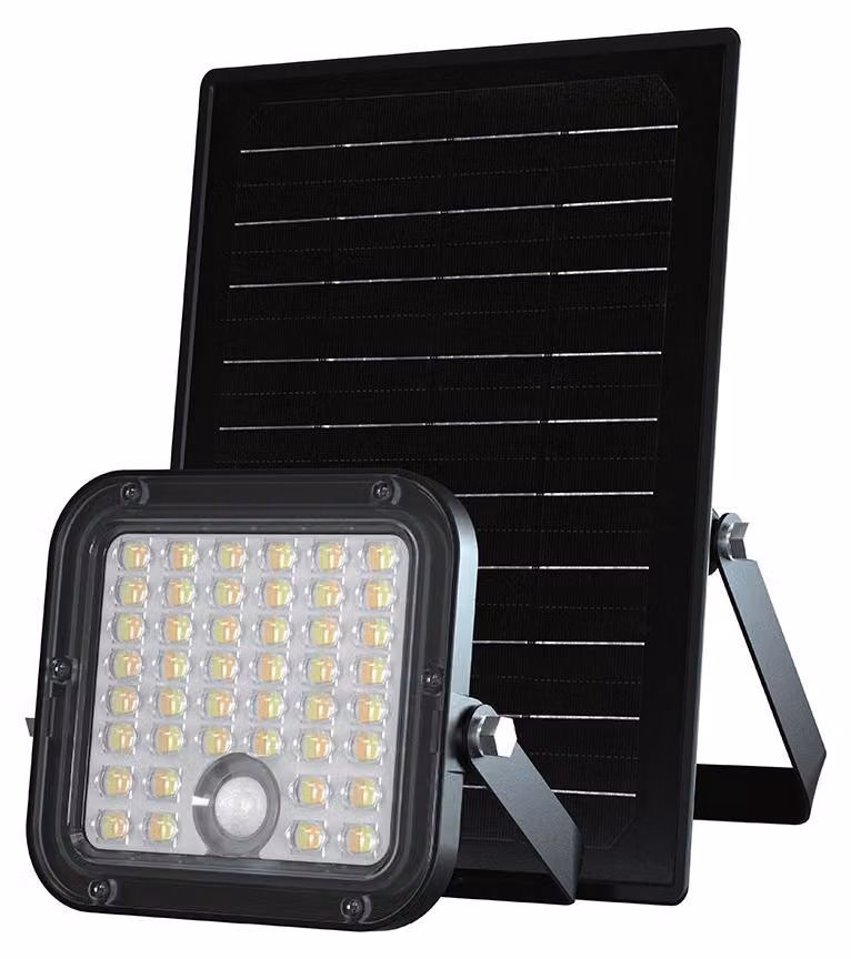 V-TAC Faro LED a pannello solare 10W e telecomando, sensore movimento, Colore Nero CCT 2in1 4000K+6000K - 23756