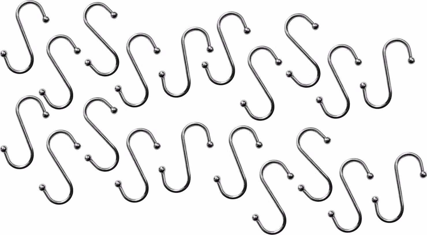 Set di 20 ganci a S in acciaio (70 mm, 50 kg)