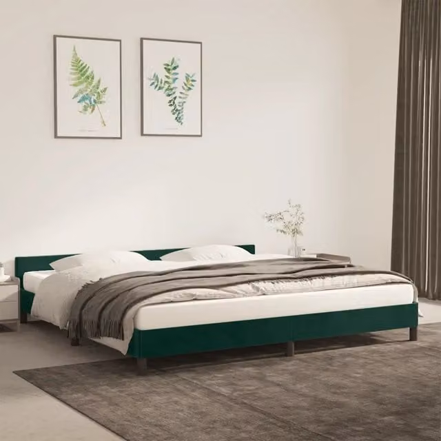 Giroletto vidaXL in velluto verde scuro senza materasso L/P: 200 x 200 cm – 1