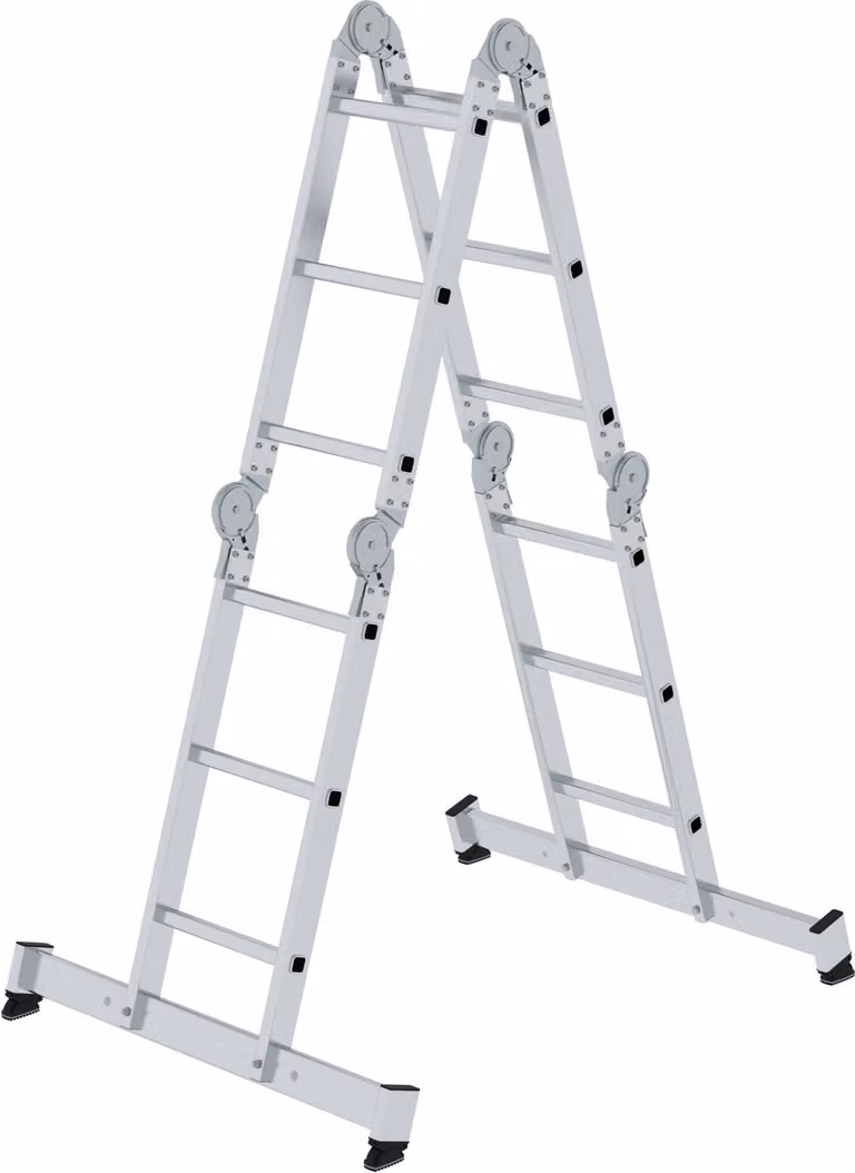 Scala multiuso a 4 sezioni con traversa nivello® 4x3 pioli