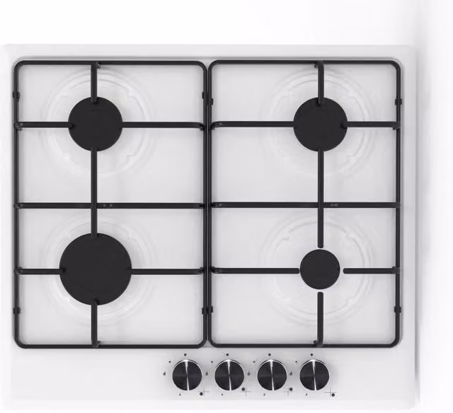 Piano cottura a gas da incasso Samet Circe con 4 fuochi in acciaio inox e ghisa, colore bianco, L 59 cm x P 52 cm x H 59 cm