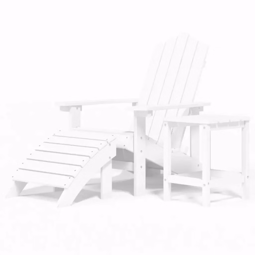 Set da giardino Adirondack con tavolo e poggiapiedi vidaXL in HDPE bianco – 2