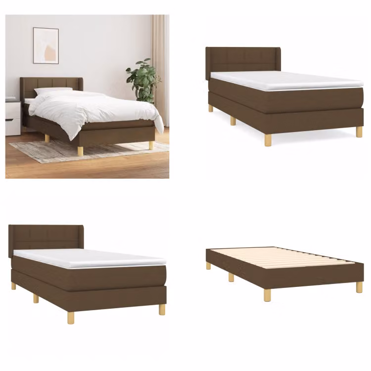 vidaXL Letto a molle con materasso in tessuto marrone scuro 80x200 cm - Letto a molle - Boxspringbetten - Bett - Schlafzimmermöbel