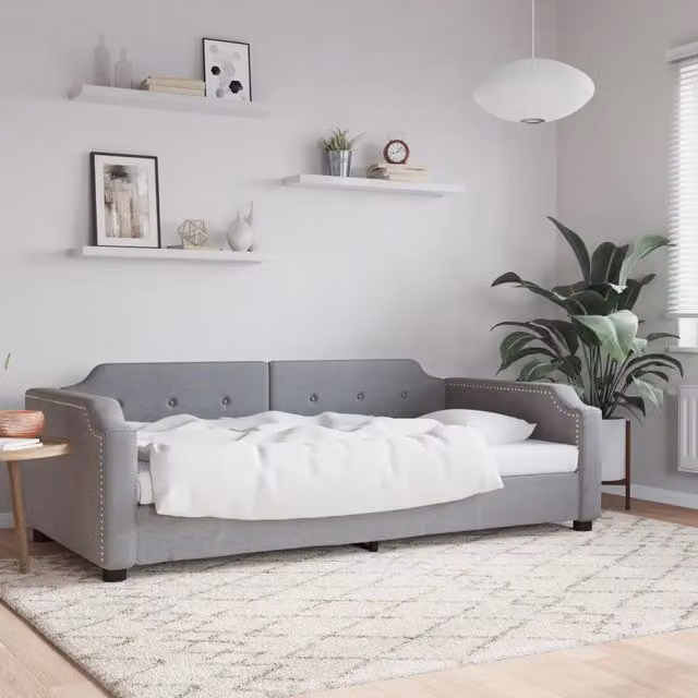 Letto da giorno moderno vidaXL in tessuto grigio per camera da letto o soggiorno