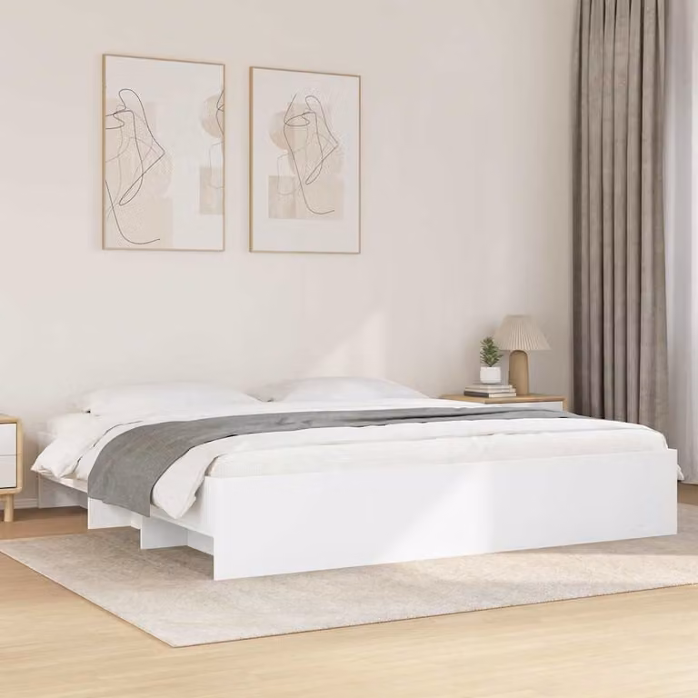 vidaXL Giroletto Bianco in Legno Multistrato con Doghe Rigide L: 200 cm, P: 200 cm, H: 35 cm