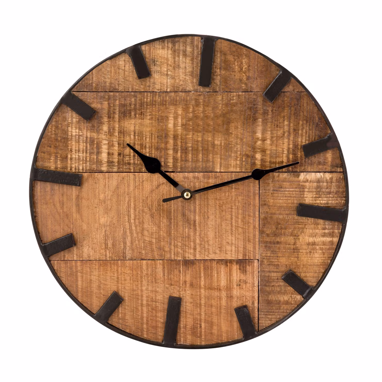 Orologio da parete in legno da salotto orologio rotondo vintage silenzioso in legno di mango
