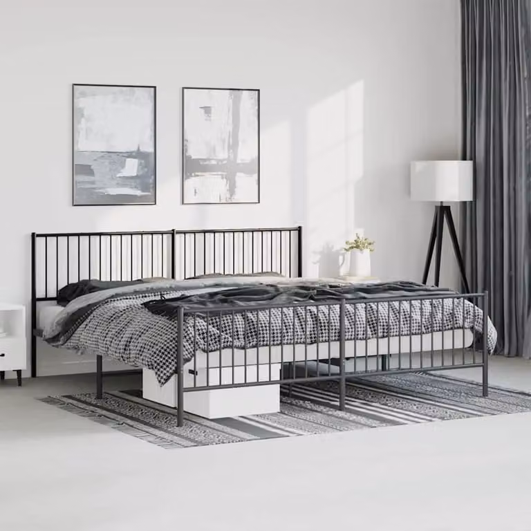 vidaXL Giroletto con Testiera e Pediera in Metallo Nero L: 198 cm, P: 90,5 cm, H: 207 cm