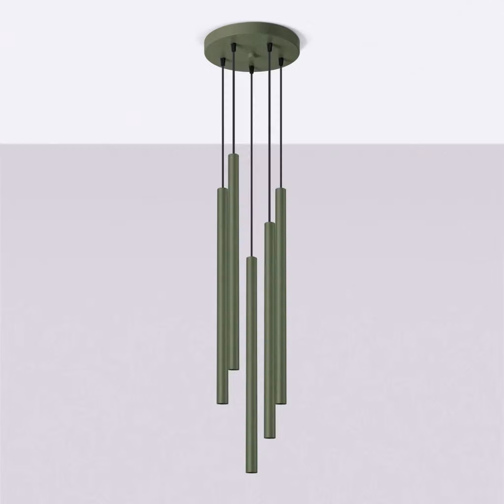 Lampada a sospensione moderna Pastelo di Sollux Lighting in metallo verde con 5 lampadine G9 – 2