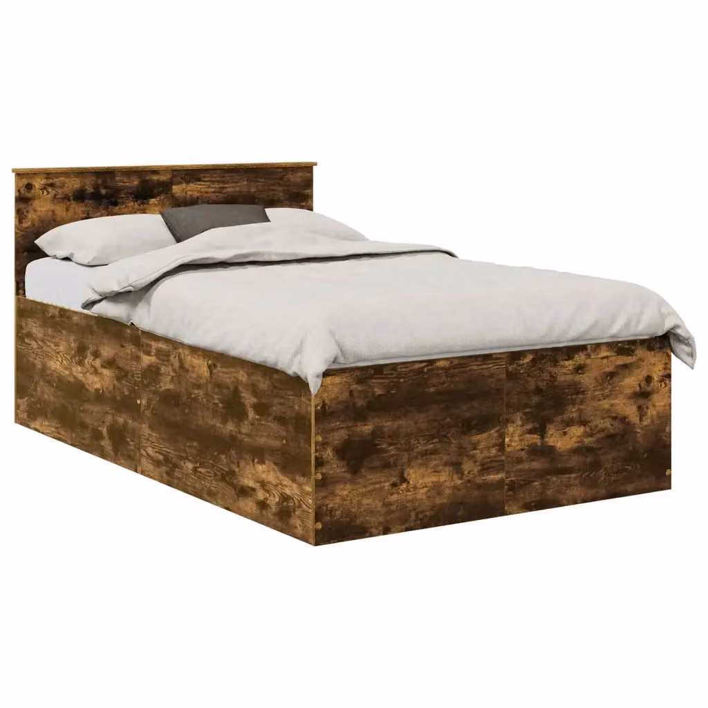 Struttura del letto con testiera vidaXL in legno Rovere fumé, L 120 x P 200 cm – 2