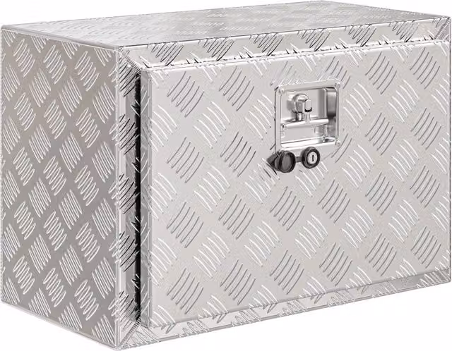 Cassetta degli attrezzi per furgone 60.9 x 35.5 x 40.6 cm impermeabile serratura antifurto industriale cantiere in alluminio argento 21_0007166