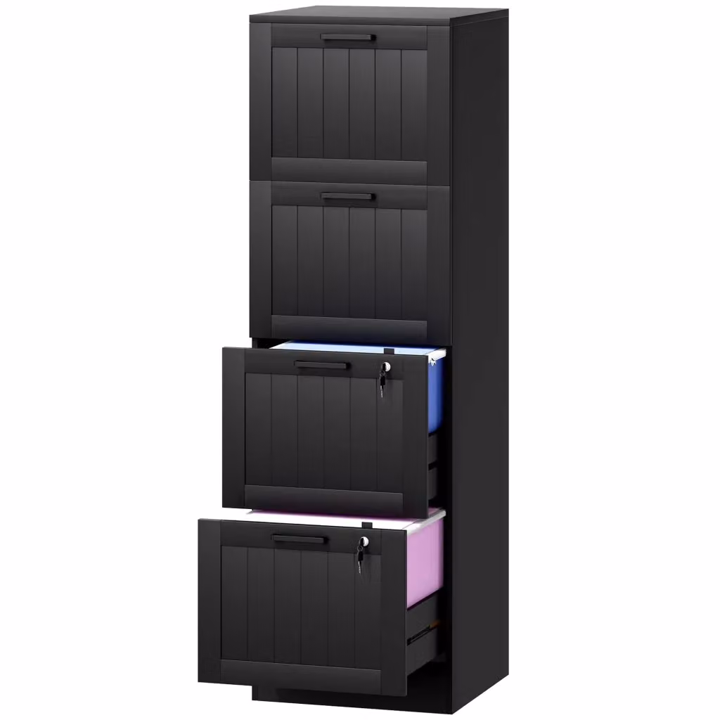 Scrivania Minimal con cassetti in legno nero L/P/H: 40 x 40 x 131 cm – 2