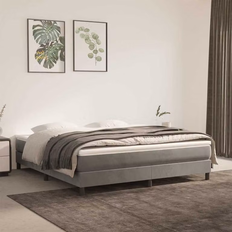 Letto Ibrido vidaXL con Materasso e Struttura in Velluto Grigio Chiaro L: 160 cm, P: 200 cm