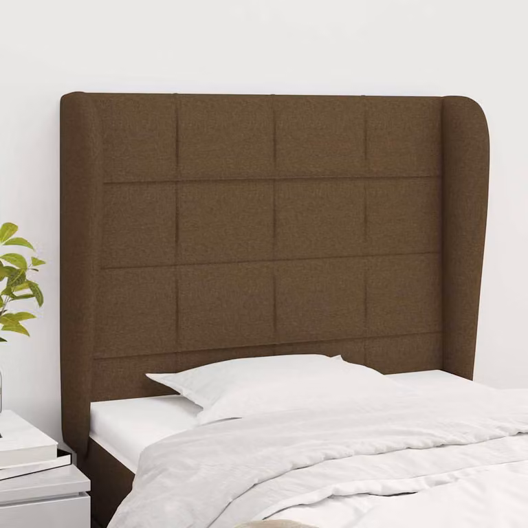 Testiera ad orecchio vidaXL in tessuto marrone scuro L/P/H: 93 x 23 x 118/128 cm