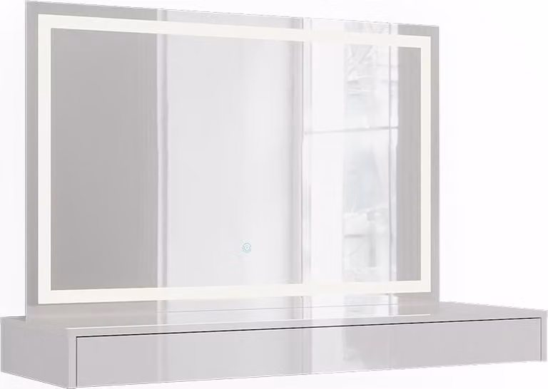 Tavolo da toeletta Vicco Sherry Bianco 120 cm con specchio a LED, Model 59579