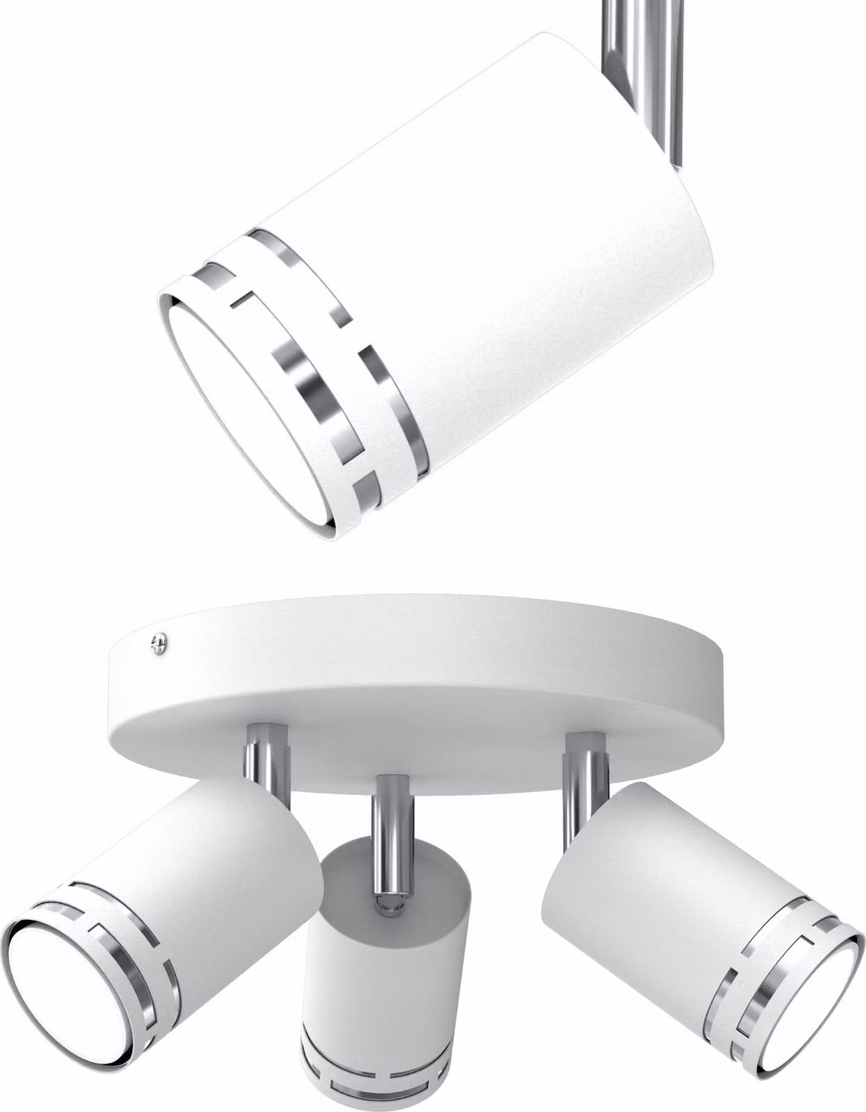 Lampada Da Soffitto Bianca E Cromata Con Led Mobili Gx53, Faretto Riflettore Polish