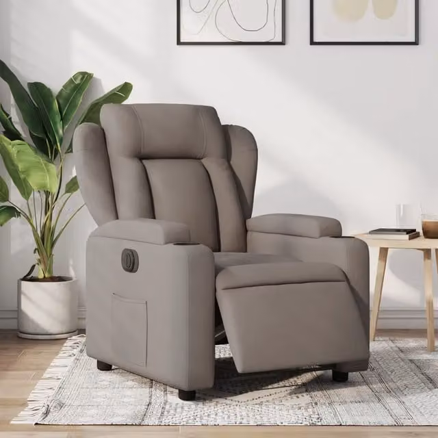 Poltrona Reclinabile Elettrica vidaXL in Tessuto Beige con Braccioli e Funzione Auto-Return per Soggiorno