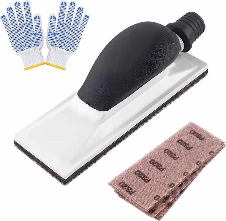 Levigatrice manuale con aspirazione, dimensioni 200 x 70 mm, 5 nastri abrasivi, per legno e metallo