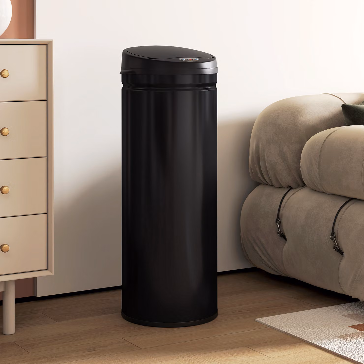 Bidone per rifiuti HOMCOM con sensore e funzione soft-close in acciaio inossidabile, colore nero, capacità 50 litri – 2