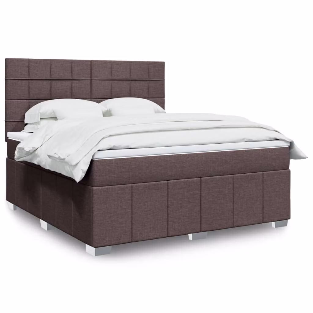 vidaXL Letto a Molle Ibrido con Materasso Marrone e Bianco L: 180 cm, P: 200 cm, H: 150,5 cm
