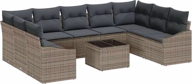 Set Divano da Giardino Grigio chiaro polyrattan