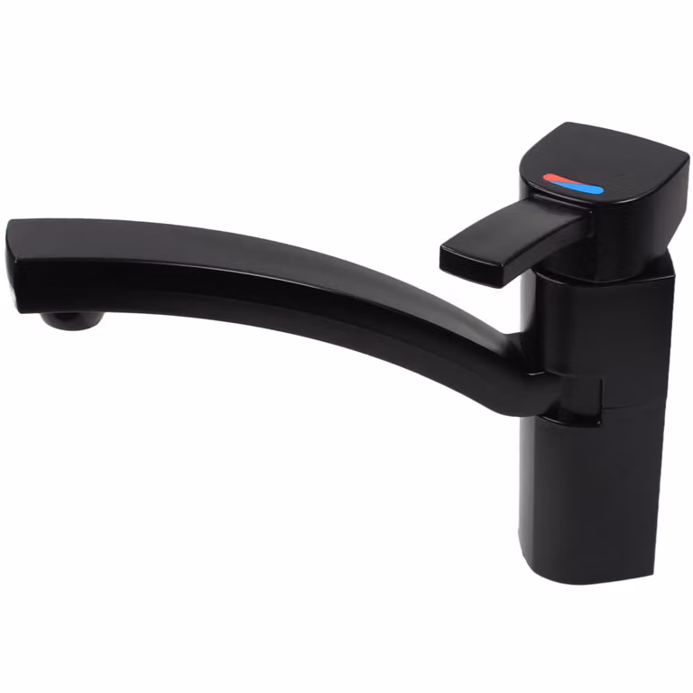 Rubinetto miscelatore monocomando Capri camper caravan campeggio barca + interruttore nero opaco