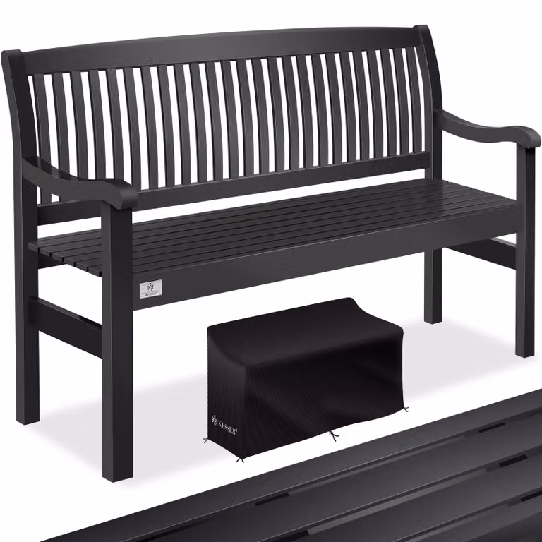Panca da giardino KESSER® in legno, panca per parco resistente alle intemperie, adatta per 3-4 persone, con capacità di carico di 320 kg, inclusa copertura