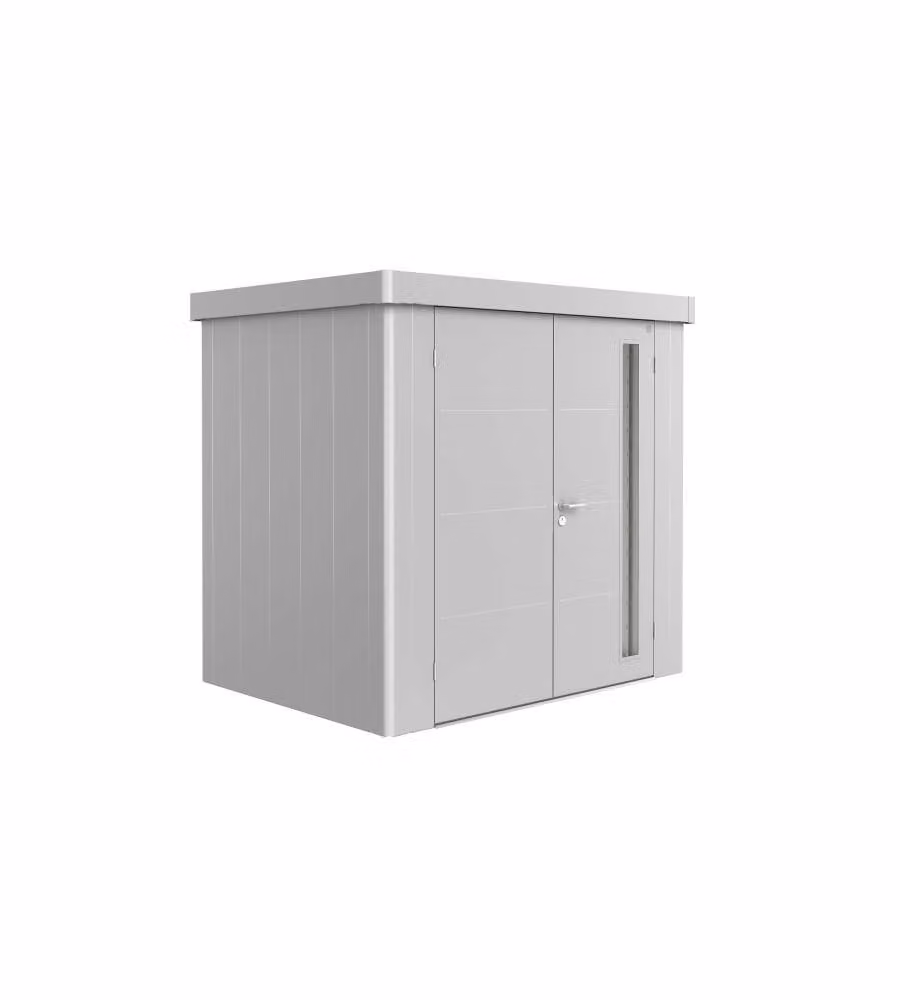 Casetta per attrezzi Neo 1B porta doppia, argento metallizzato