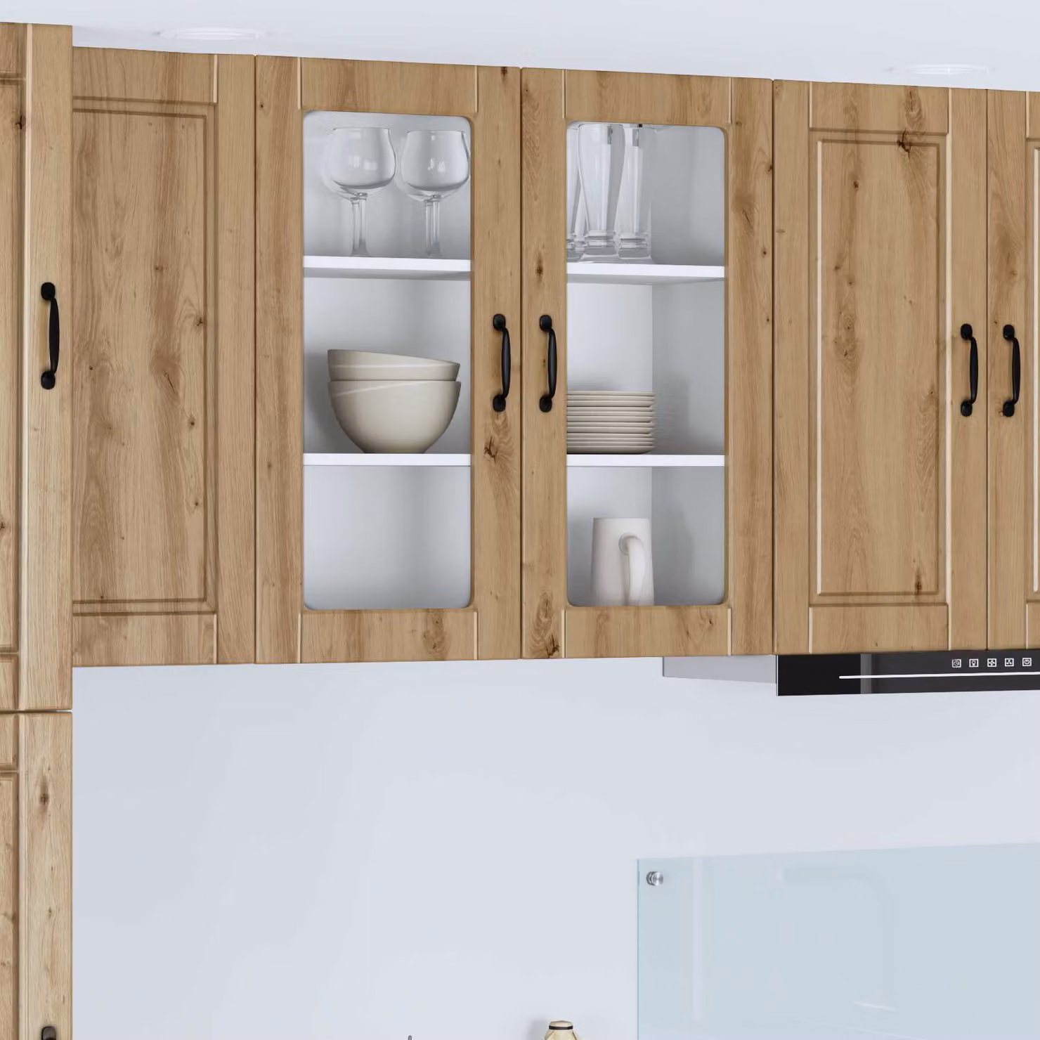 Mobile da parete moderno vidaXL PORTO in legno e vetro marrone L: 80 cm, H: 31 cm, P: 22,45 cm