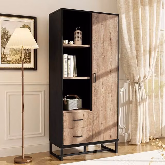 Armadio - Xylo - 80x40x180cm legno/nero 3 scomparti