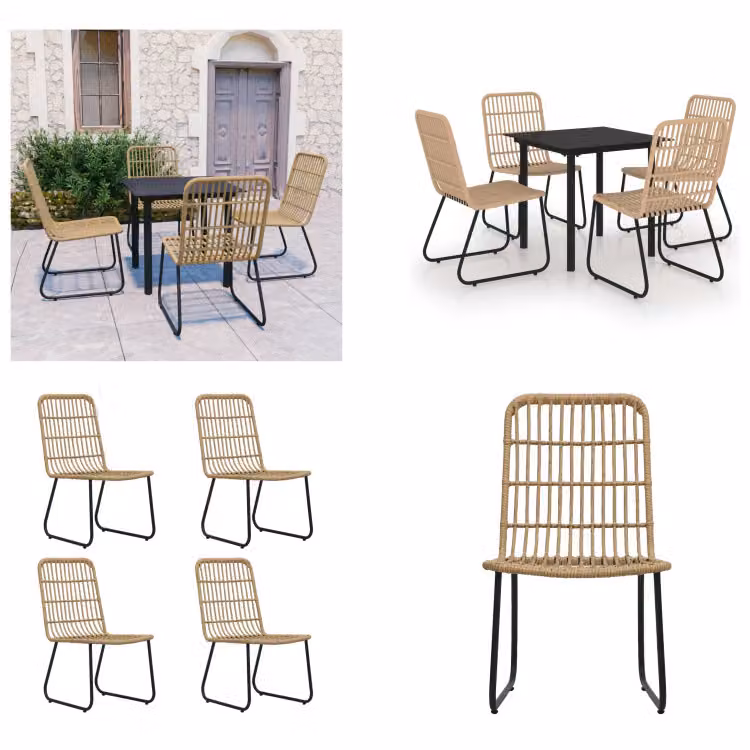 vidaXL set da pranzo da giardino 5 pezzi in rattan e vetro - Set da pranzo da giardino - Set da pranzo da giardino - Set da pranzo - Set da pranzo