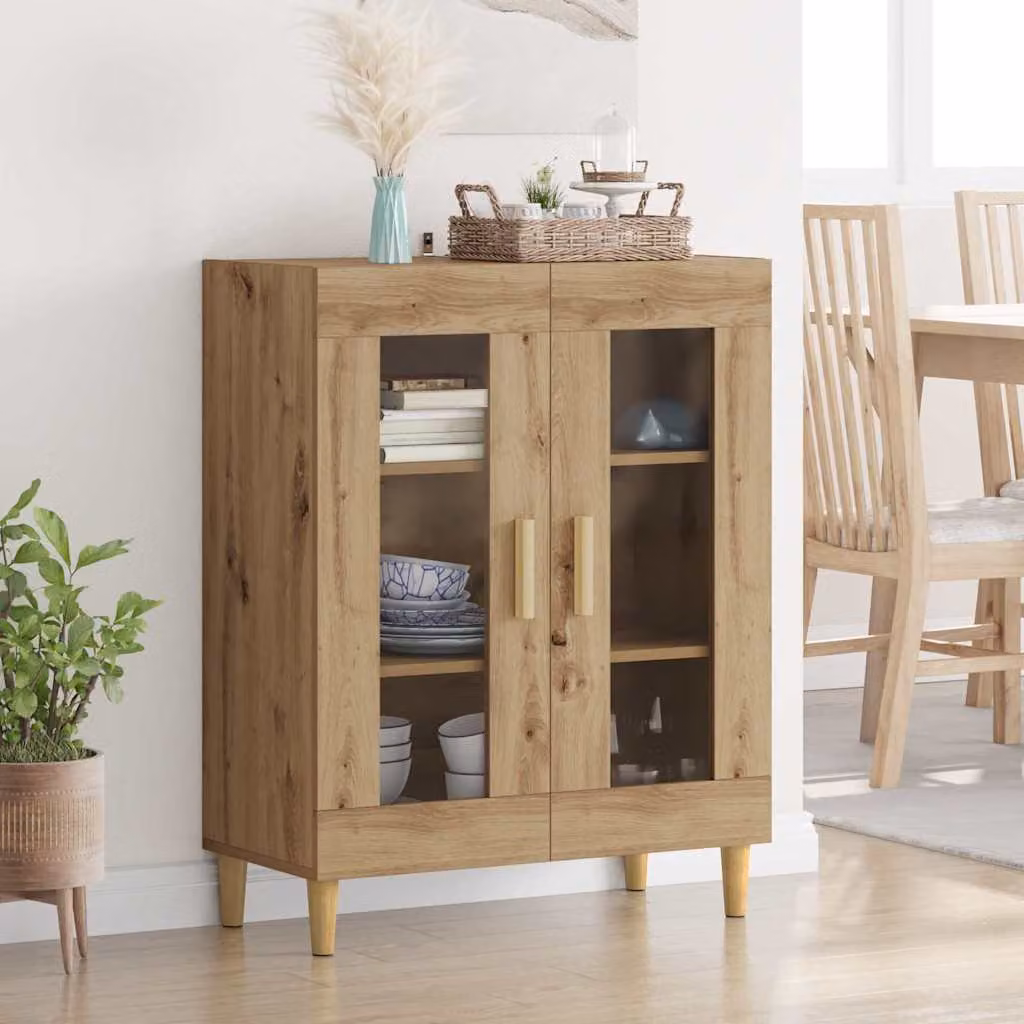 Credenza moderna vidaXL in rovere color beige e marrone con finitura opaca, L: 69,5 cm, P: 34 cm, H: 90 cm