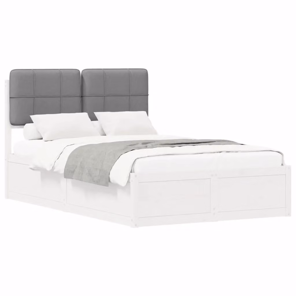 Letto con Testiera Rivestita vidaXL in Legno di Pino Grigio e Bianco L/P/H: 200 x 120 x 93 cm – 2