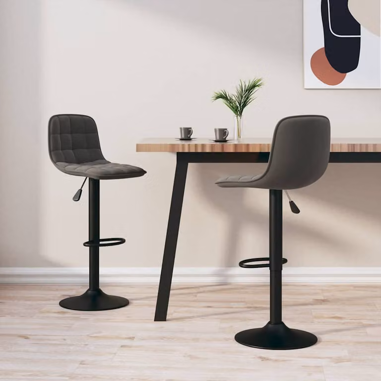 Set di 2 sedie da bar vidaXL in velluto grigio scuro con base girevole a 360 gradi