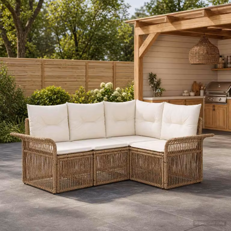 Maison Exclusive - Set da giardino composto da 4 pezzi, divano in rattan sintetico beige