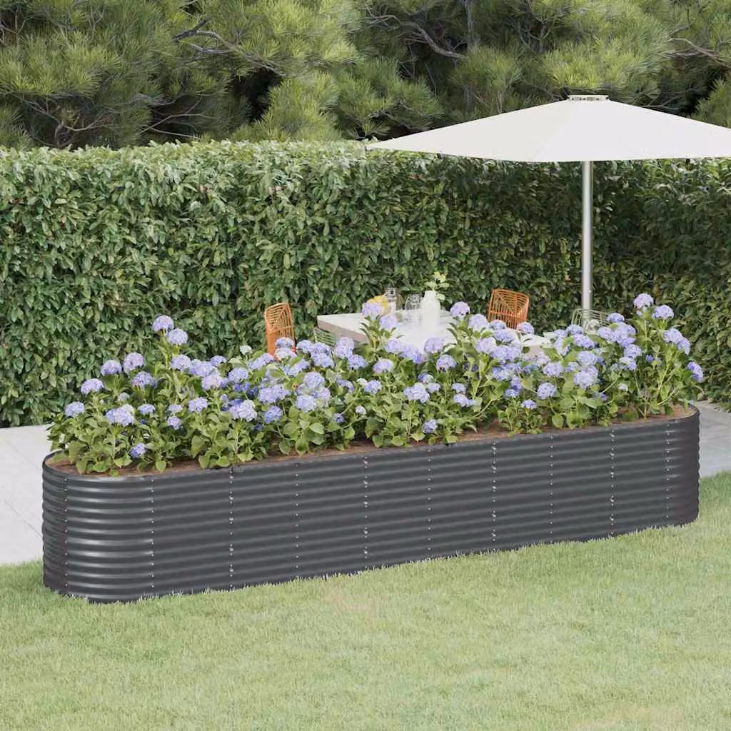 Letto da giardino rialzato vidaXL in acciaio zincato antracite L: 368 cm, P: 80 cm, H: 68 cm