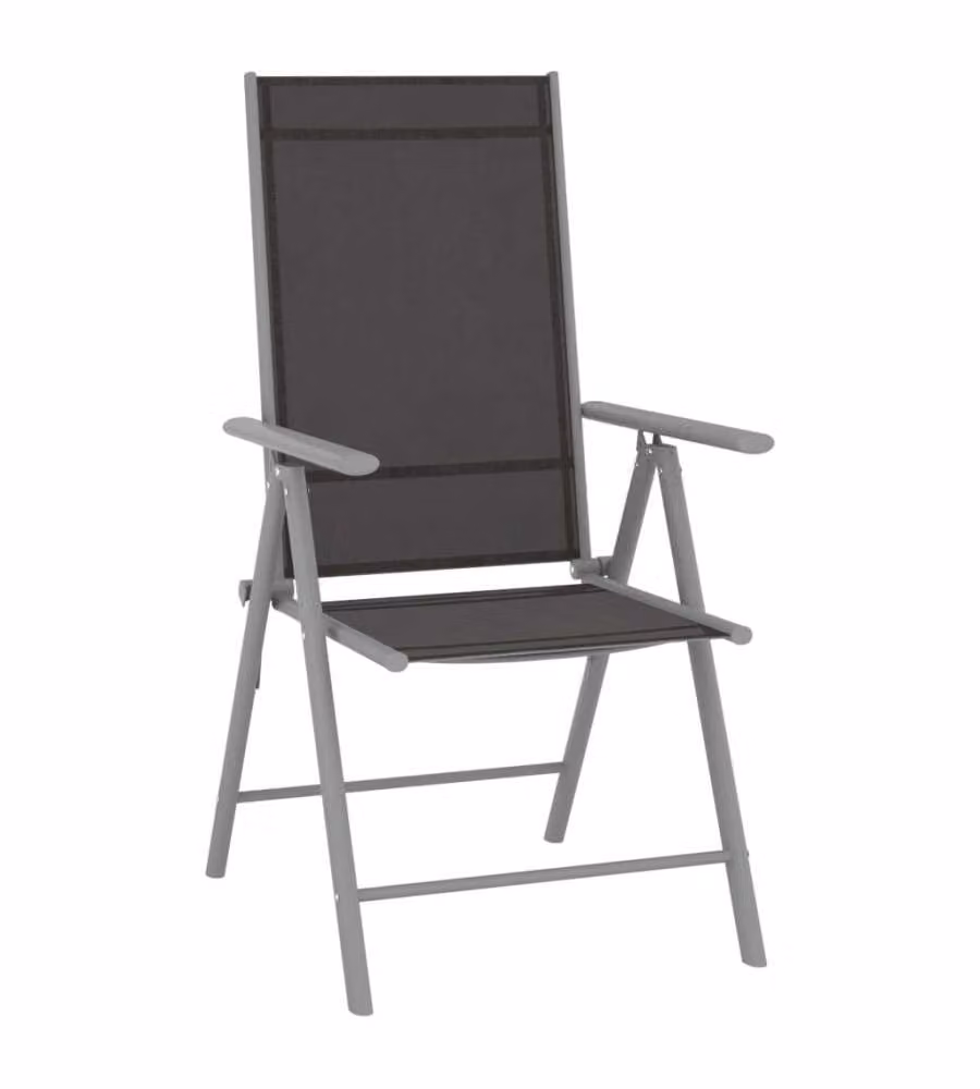 Sedie da Giardino Pieghevoli 4 pz in Textilene Nere