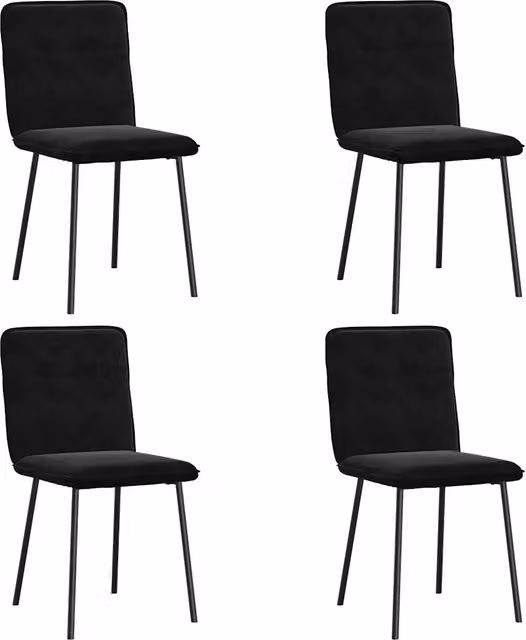 Set di 4 sedie da pranzo moderne in velluto nero con struttura in metallo e legno per cucina e soggiorno