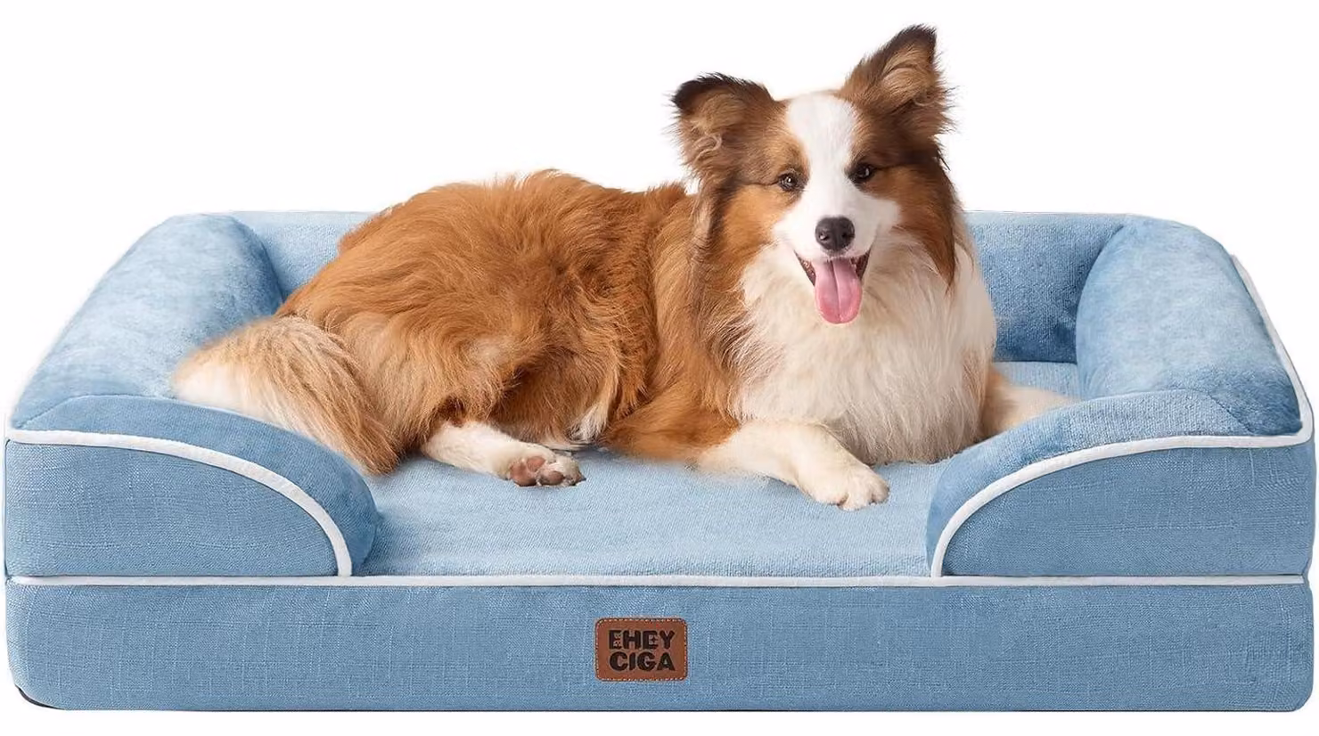 Cuccia ortopedica per cani, con memory foam, dimensioni 104x69 cm, colore azzurro chiaro, lavabile, impermeabile, antiscivolo