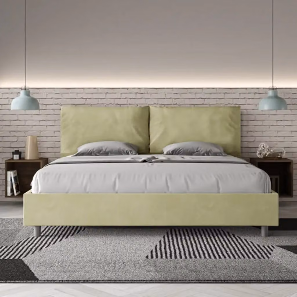 Letto matrimoniale king size Antea Large Ityhome imbottito in microfibra colore tè verde L/P/H: 222 x 215 x 110 cm – 2