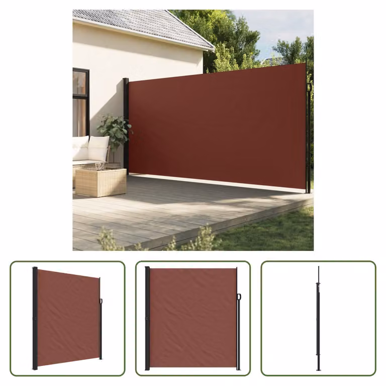 The Living Store Tenda laterale estensibile marrone 220x500 cm