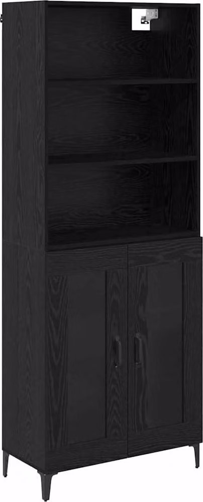 Credenza Rovere Nero 69,5 x 34 x 180 cm Legno multistrato