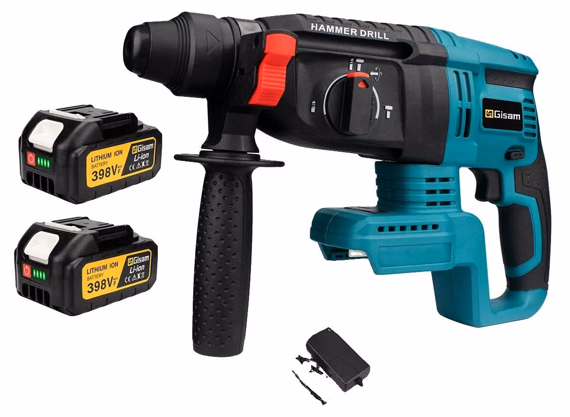 Trapano a percussione elettrico, motore brushless, compatibile con batterie da 18 V, confezione con 2 batterie