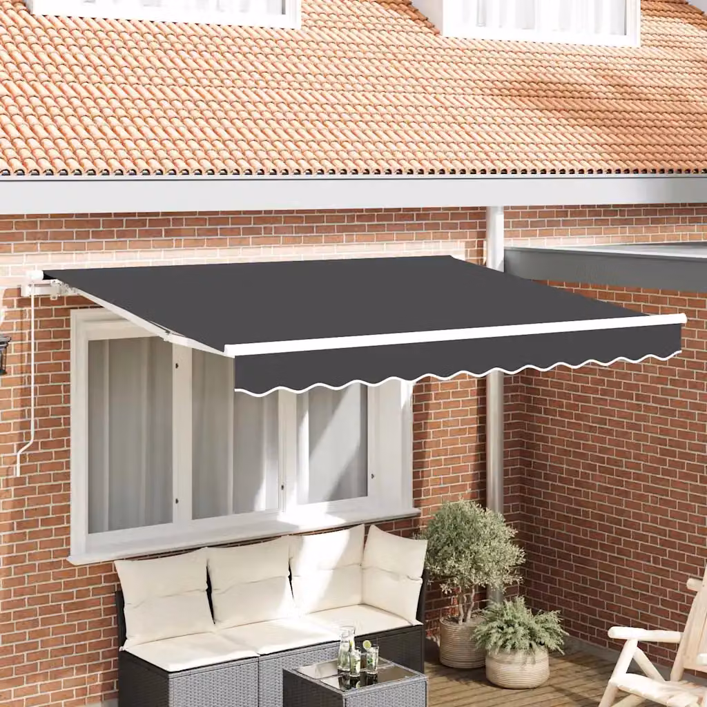 Tenda retrattile vidaXL con bracci pieghevoli in alluminio e tessuto in poliestere, colore Antracite, L: 300 cm x P: 200 cm