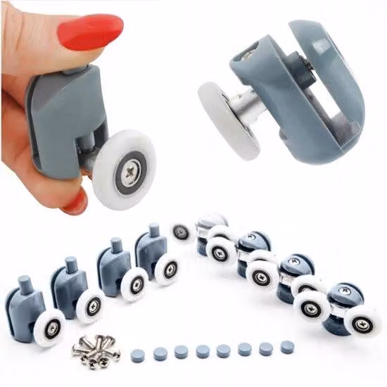 Set di 8 rotelle per cabina doccia, grigio, per porte scorrevoli silenziose, universali