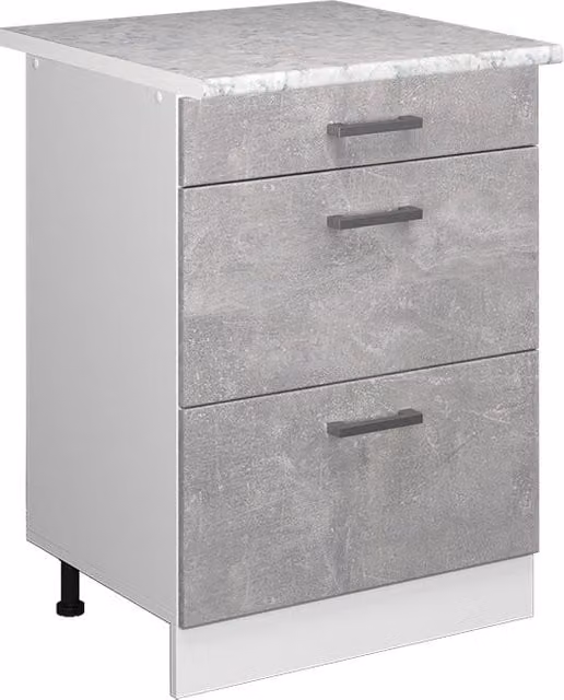 Base universale R-Line Vicco in effetto calcestruzzo con cassetti, L: 60 cm, H: 81,6 cm, P: 34 cm