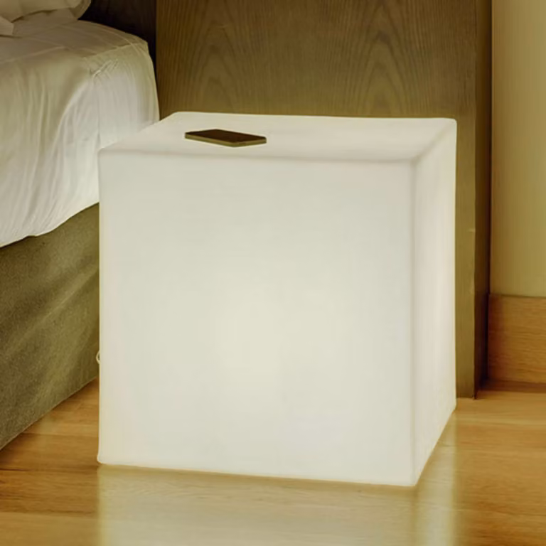 Newgarden Lampada decorativa Cuby a forma di cubo, altezza 20 cm, Bianco / Opale, Plastica, Moderno