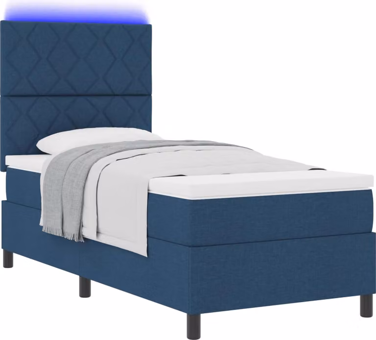 Letto a molle con materasso con led Blu 100 x 200 cm Tessuto